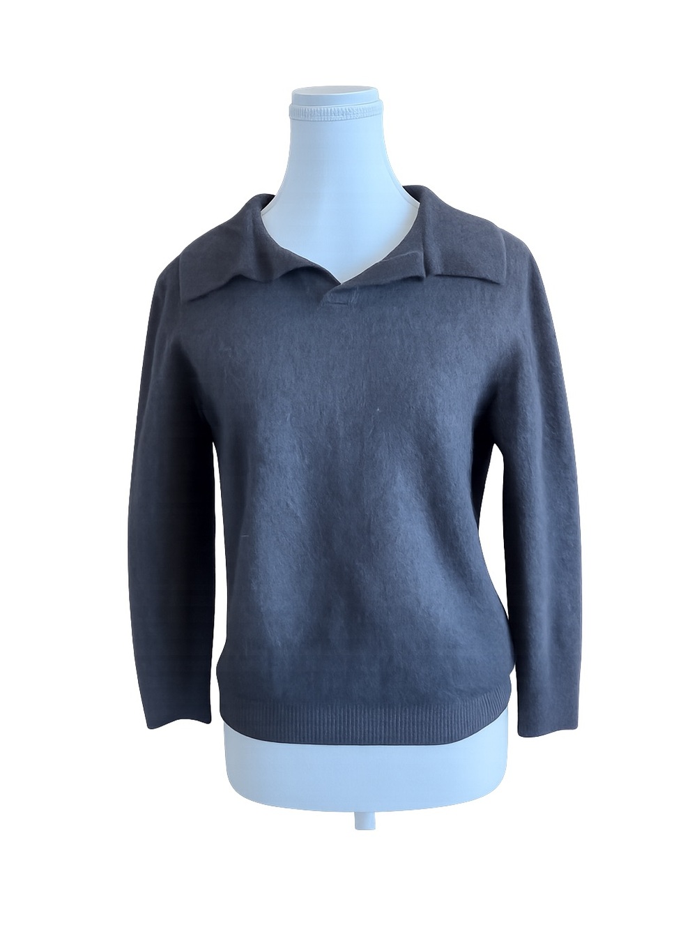Christian Lacroix Dark Gray V-Neck Collared Women's Sweater